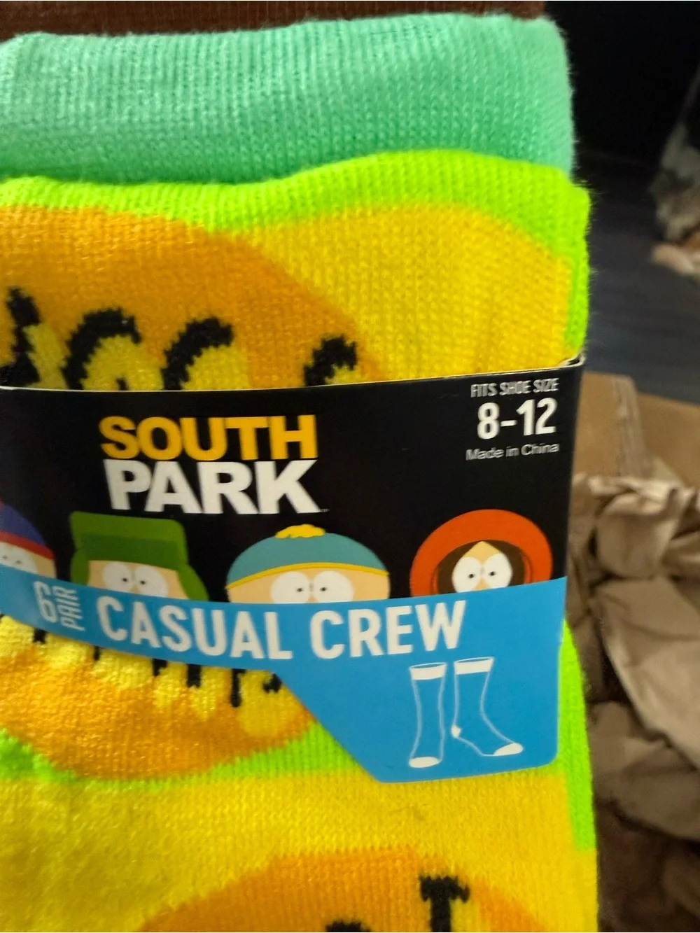 Men’s Casual Crew Socks - Yellow & Green (6 Pack)